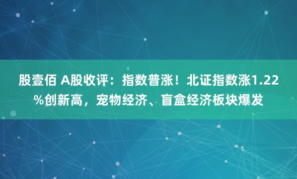 股壹佰 A股收评：指数普涨！北证指数涨1.22%创新高，宠物经济、盲盒经济板块爆发